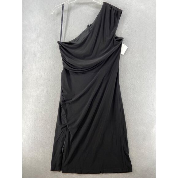 Laundry by Shelli Segal Dress Womens Sz 12‎ Black One Shoulder Midi Cocktail - Picture 1 of 12